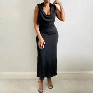 Zara black zw collection open back hooded dress